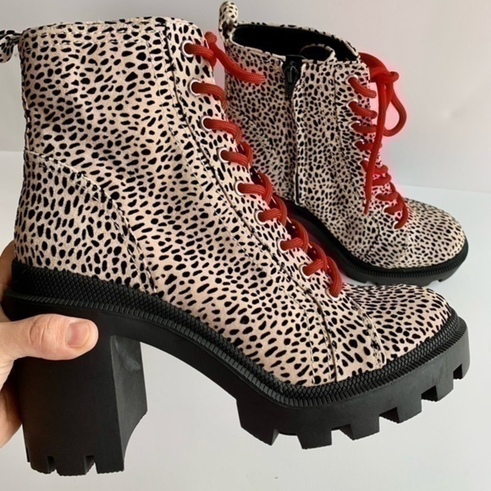 Gianni Bini Ryedderr Cheetah Print Combat boots